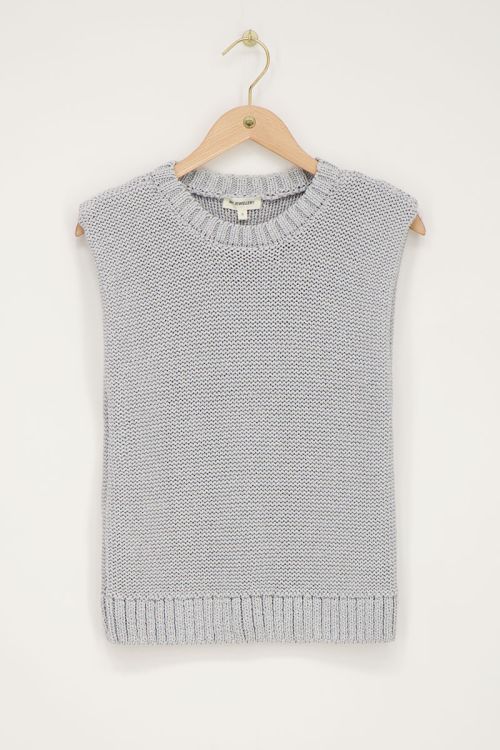 Zilverkleurige lurex spencer met schoudervulling