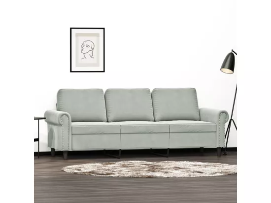 Canapé à 3 places Gris clair 180 cm Velours