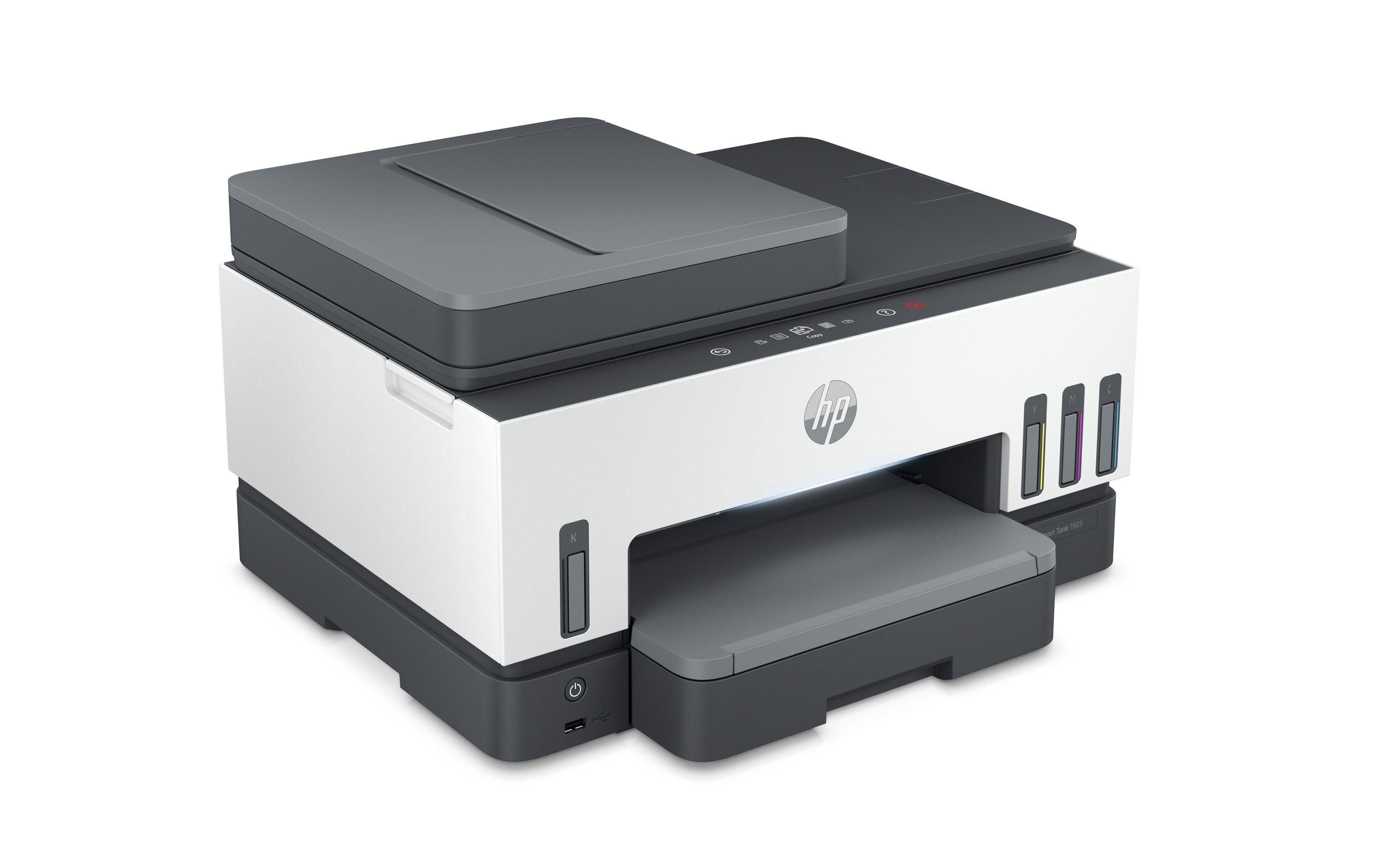 Multifunktionsdrucker Smart Tank Plus 7605 All-in-One<br>4-in-1-Drucker mit WLAN, LAN, USB und Bluetooth-Konnektivität sowie intelligentem Farbtank-System
