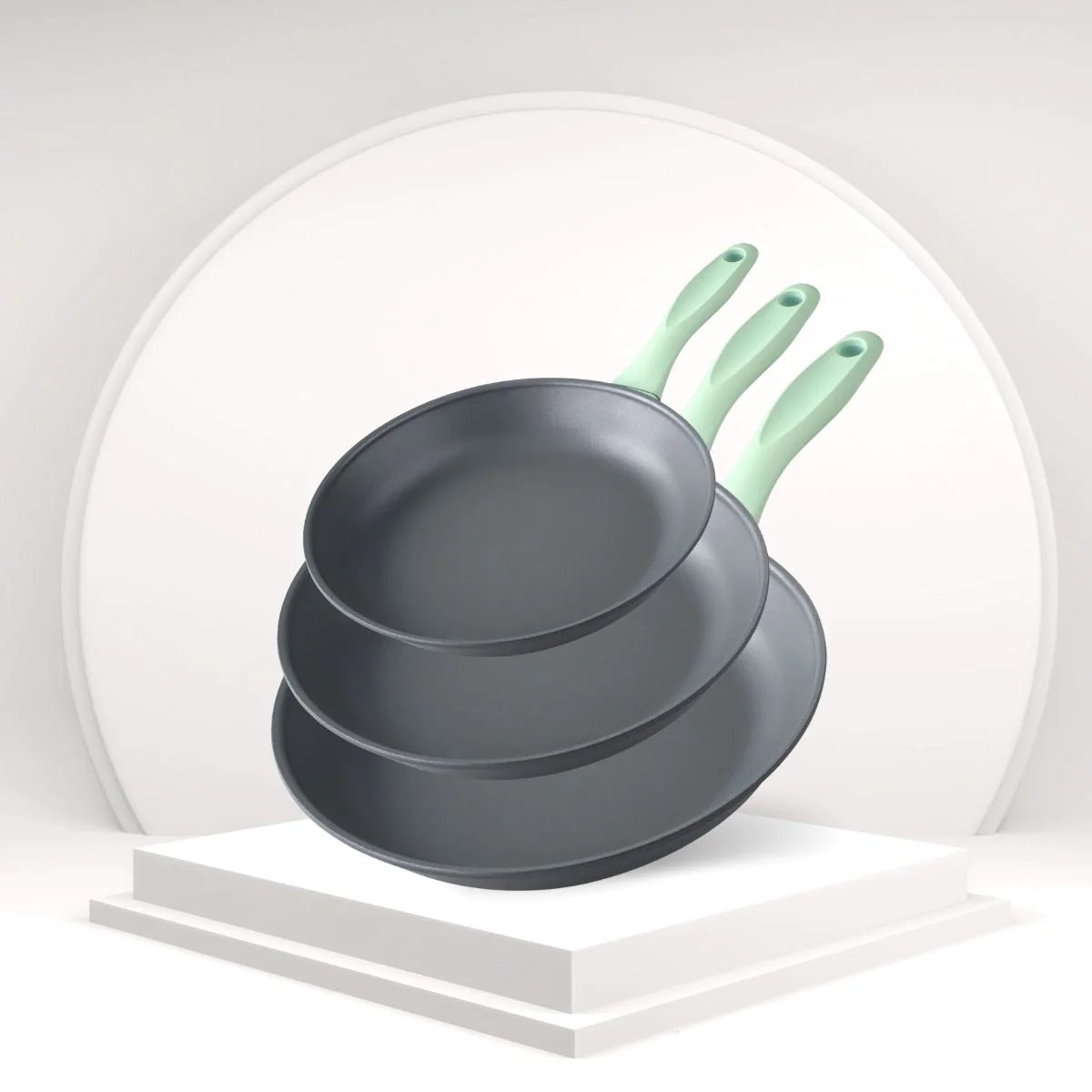Lot de 3 poêles à frire de 20 cm 24 cm et 28 cm en aluminium recyclé F