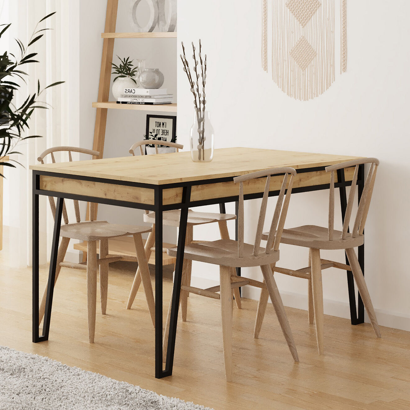 Wooden Art Table à manger Pal chêne - 132-170x80x76 cm