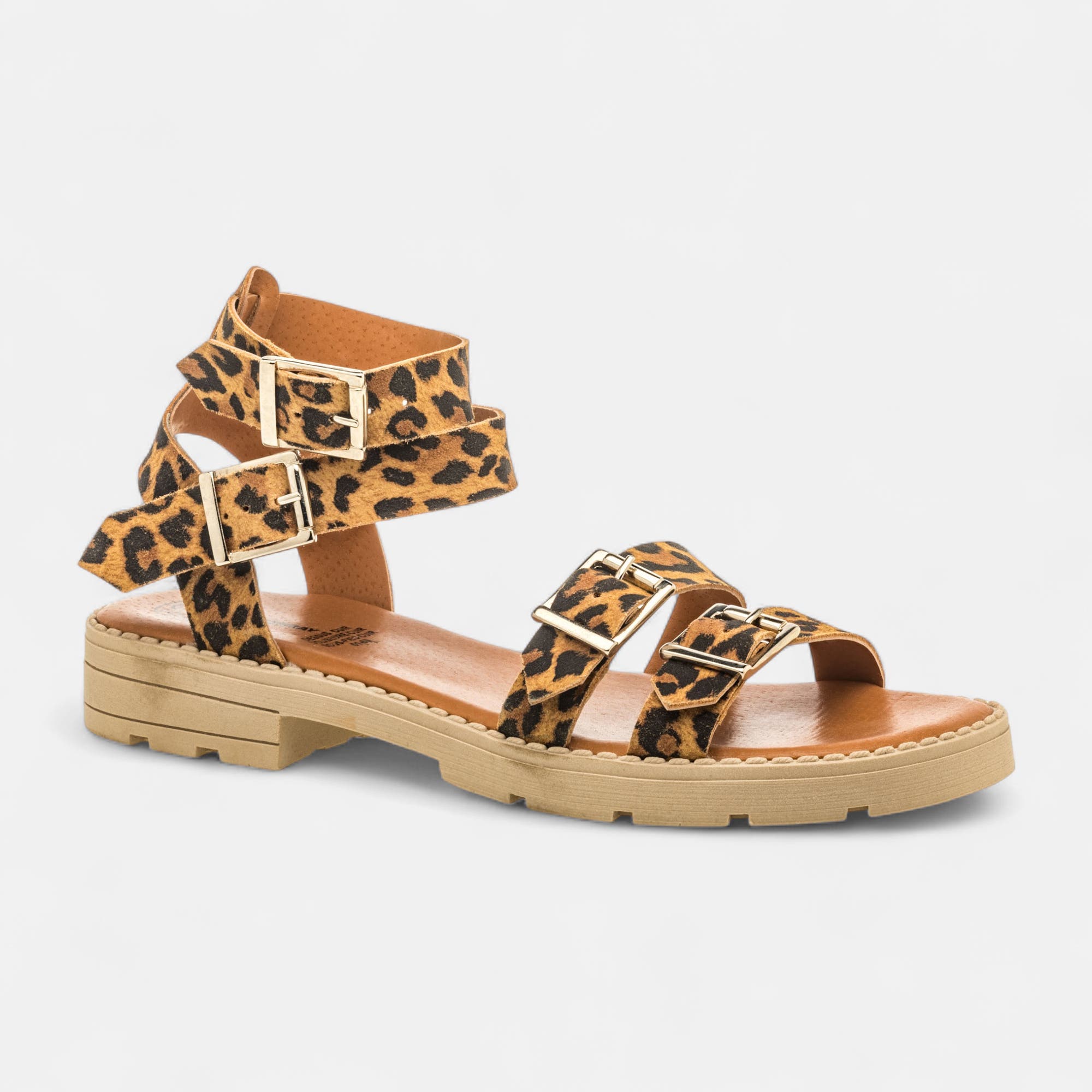 Sandales Femme en cuir camel
