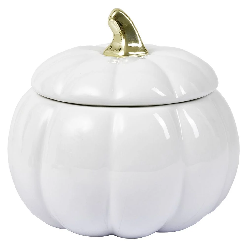Bonbonnière Halloween forme citrouille porcelaine blanc Ø18 cm