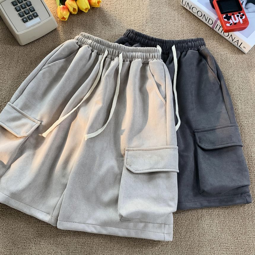 Breeson - Effen cargoshorts met trekkoordtaille