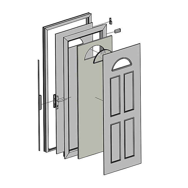 Porte d'entrée FORTIA pvc blanc RAL 9003 Lorne 87 x h.219 cm poussant droit