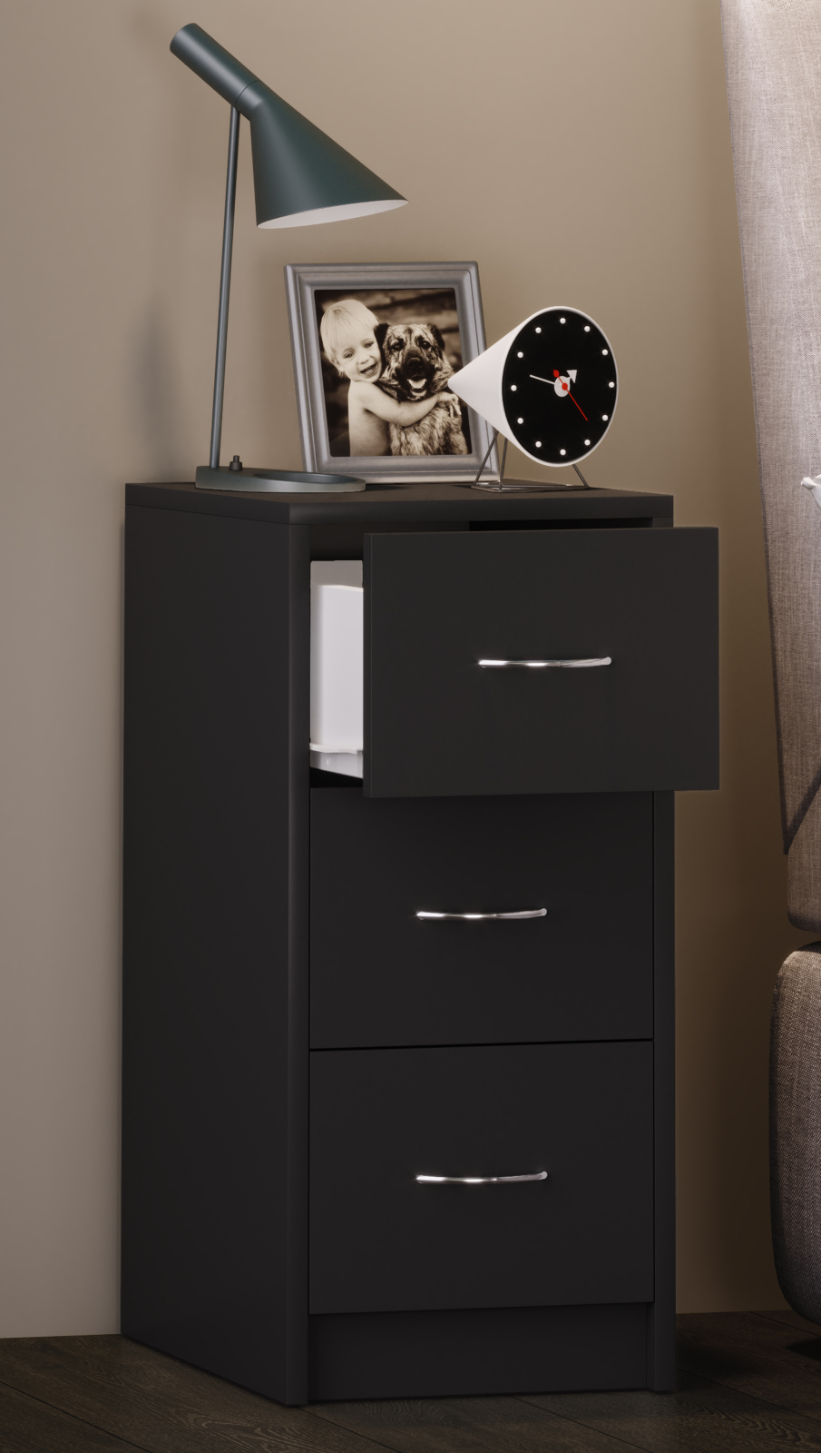 Nachttisch BOXAL MAXI - schwarz - 35 cm breit