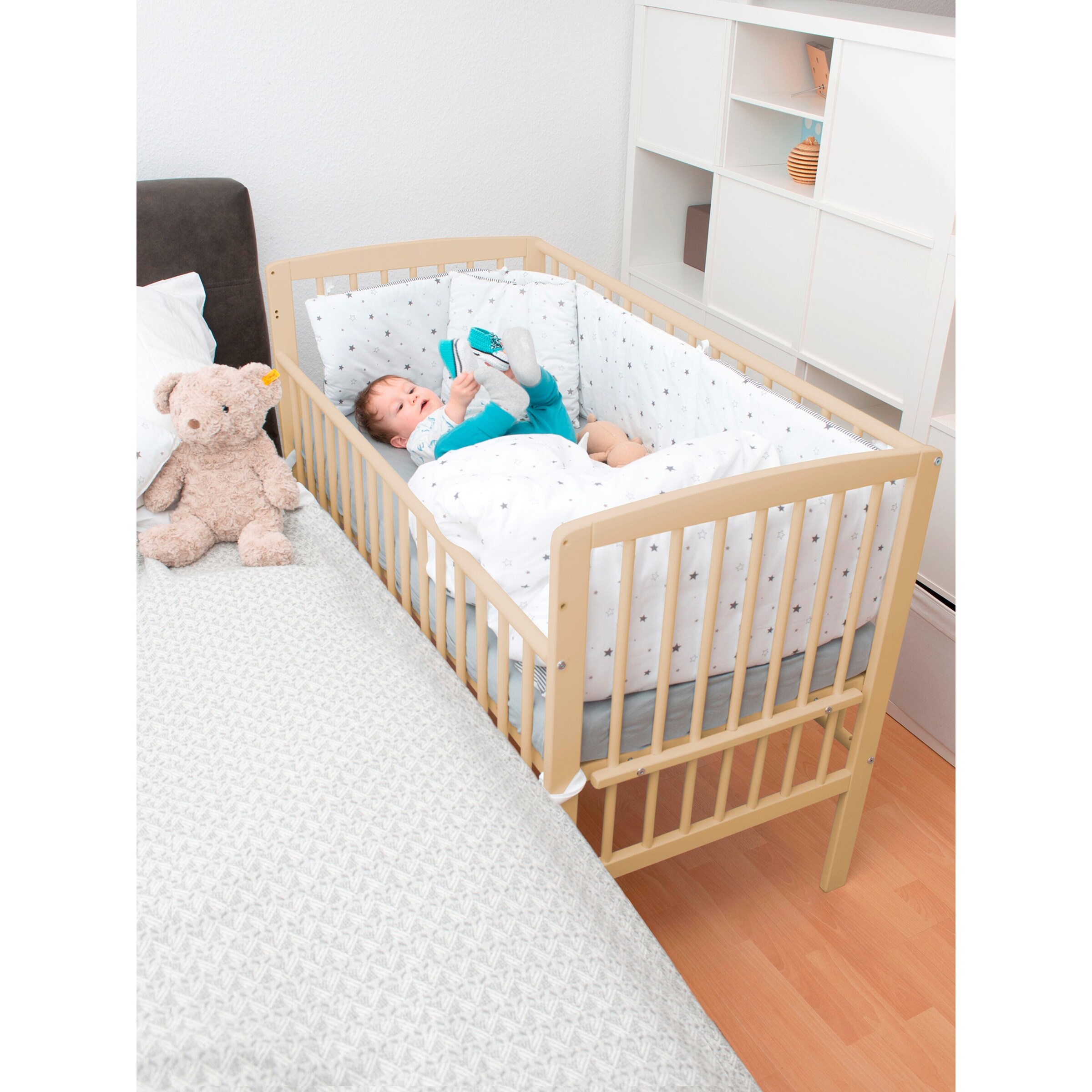 Schardt Beistellbett Micky Plus 60x120 cm für Boxspringbetten natur