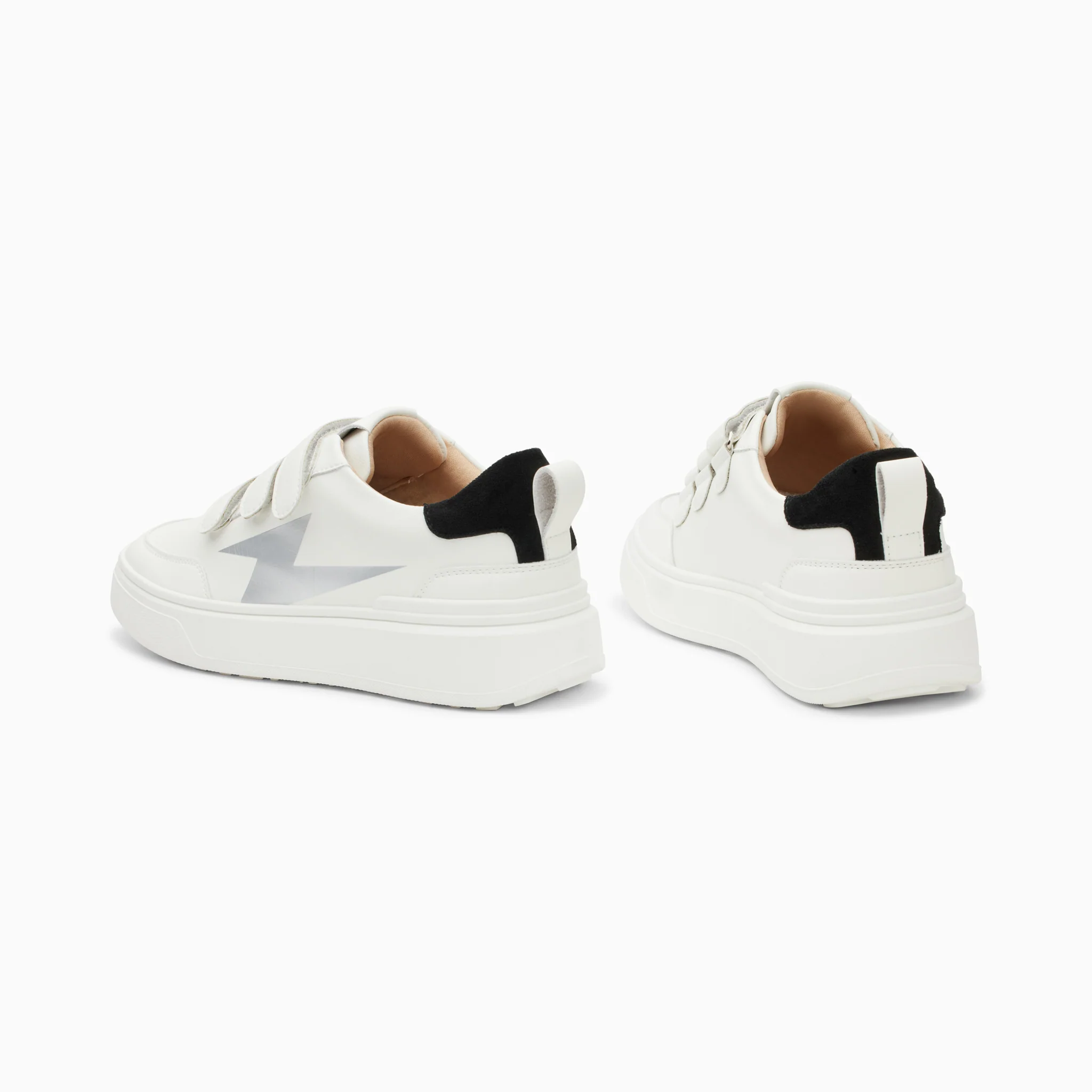 Sneakers-Baskets éclair Lison blanc et noir à scratchs