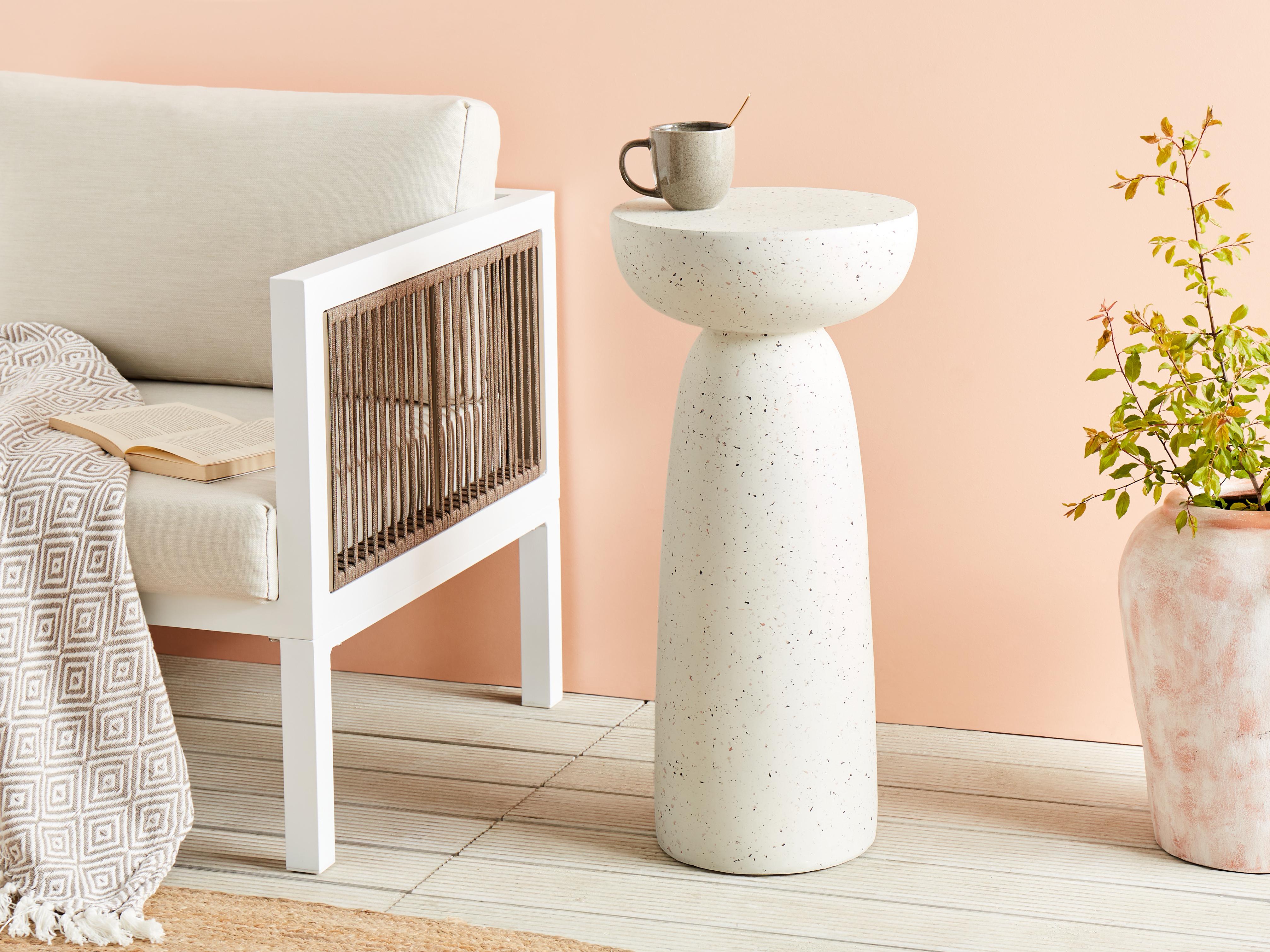 Bijzettafel CADINI 33 cm 33 cm Terrazzo-effect Wit terrazzo