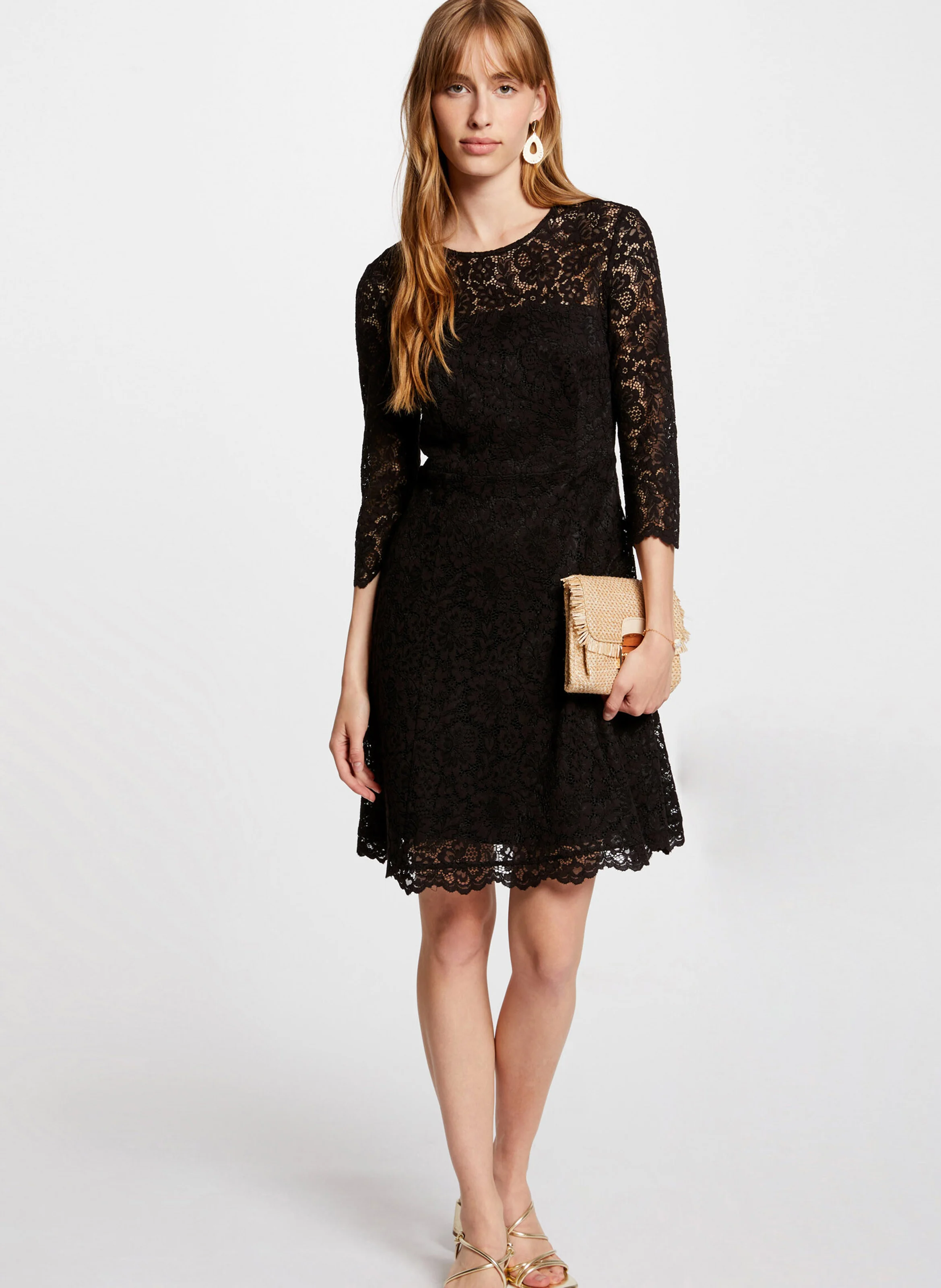 RAMPLE - Robe courte en dentelle| Noir