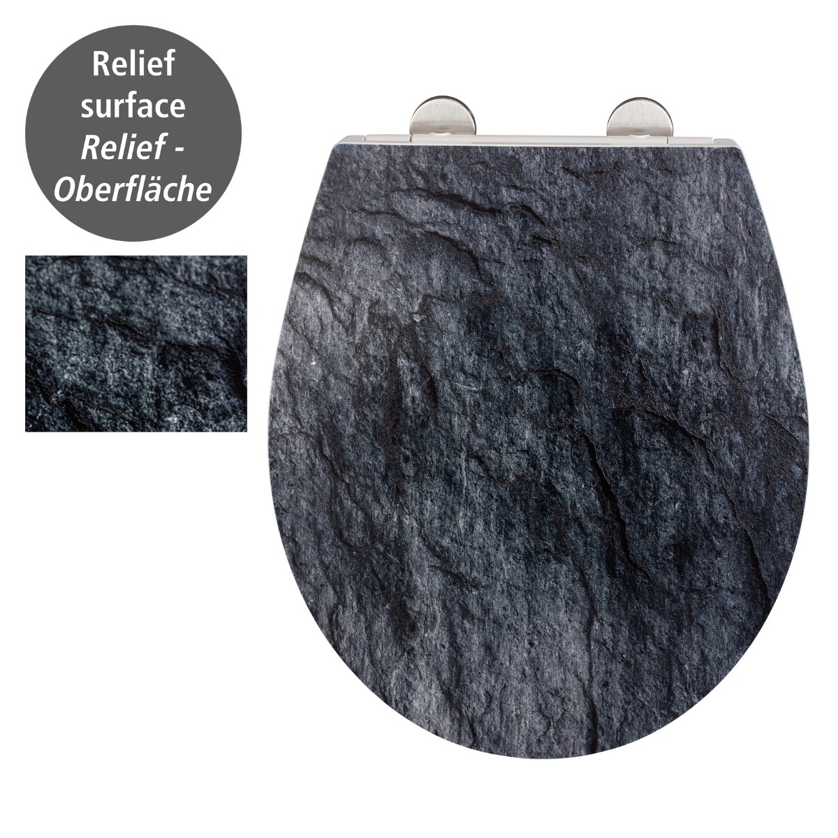 Wenko Embossed softclose toiletzitting Slate Rock