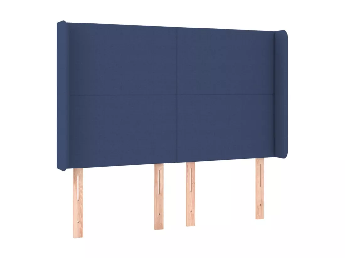 Sommier tapissier avec matelas et LED Bleu 140x190 cm Tissu