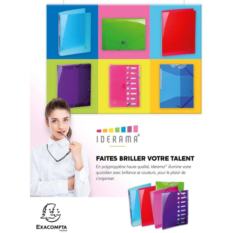 Classeur 4 anneaux 30mm IDERAMA PP polypropylène 7/10e - A4 maxi