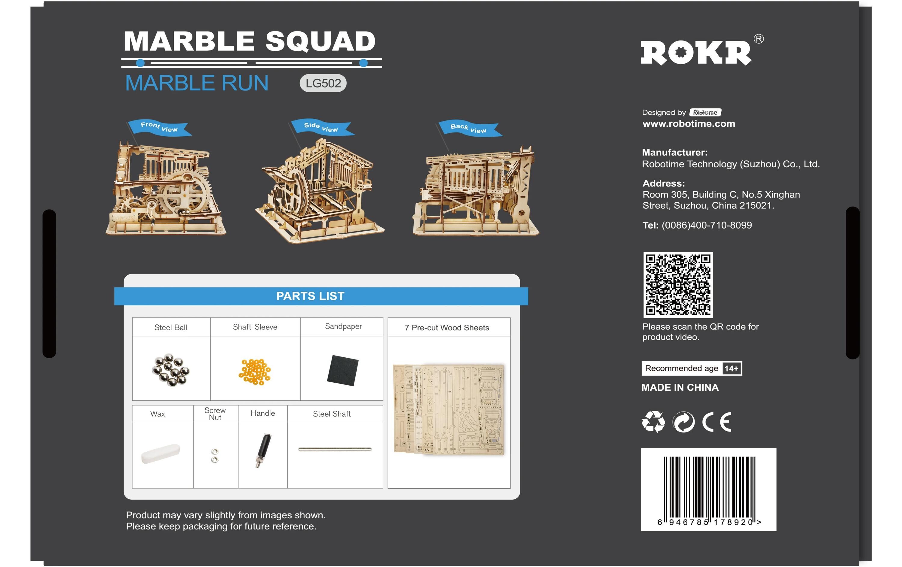 Bausatz Marble Squad3D-Puzzle aus lasergeschnittenen Holzteilen