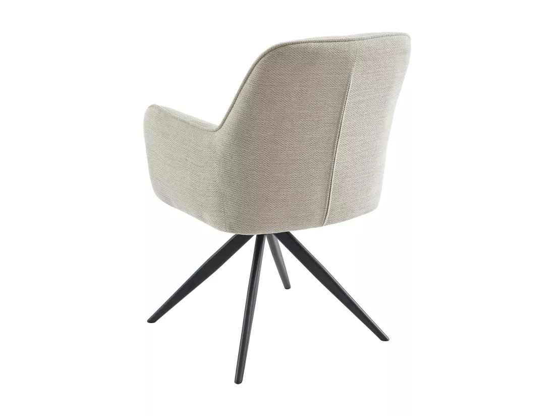 Lot de 6 chaises pivotantes avec accoudoirs en tissu et métal noir - Crème - LEJINA de Pascal Morabito