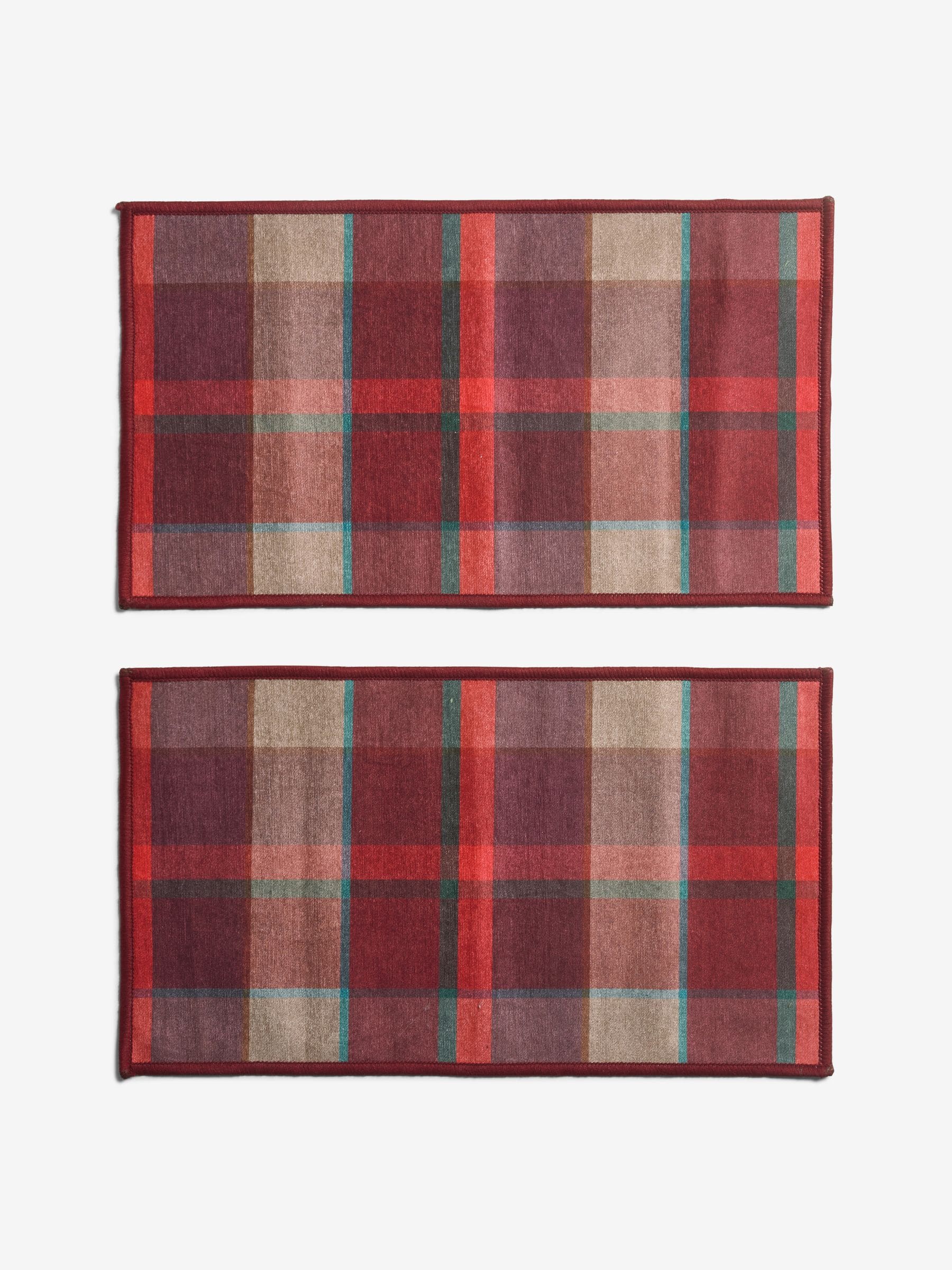 Set of 2 Washable Traditional Check Doormats