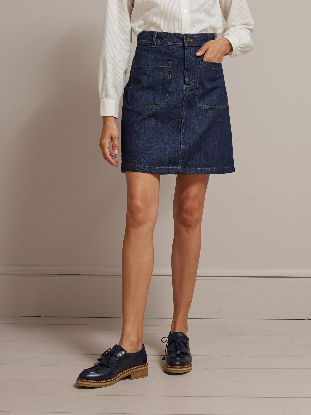 Jupe courte jean femme - Coton biologique, délavage écoresponsable
