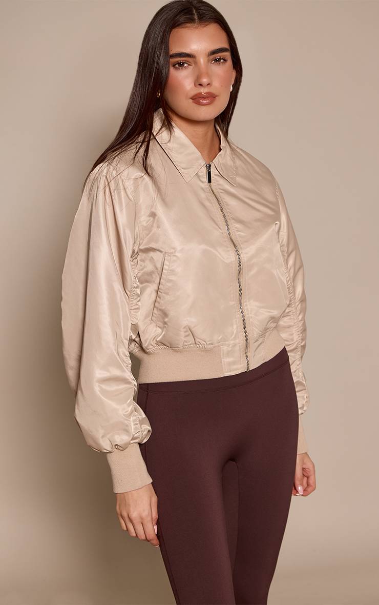 Gris Pierre Veste Bomber Courte En Nylon