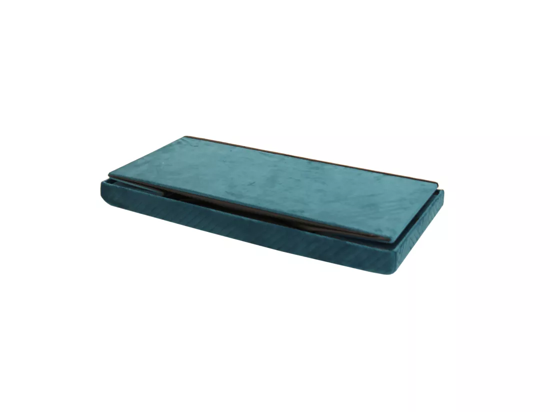 Coffre Banc Pliable Velours A Motif Bleu