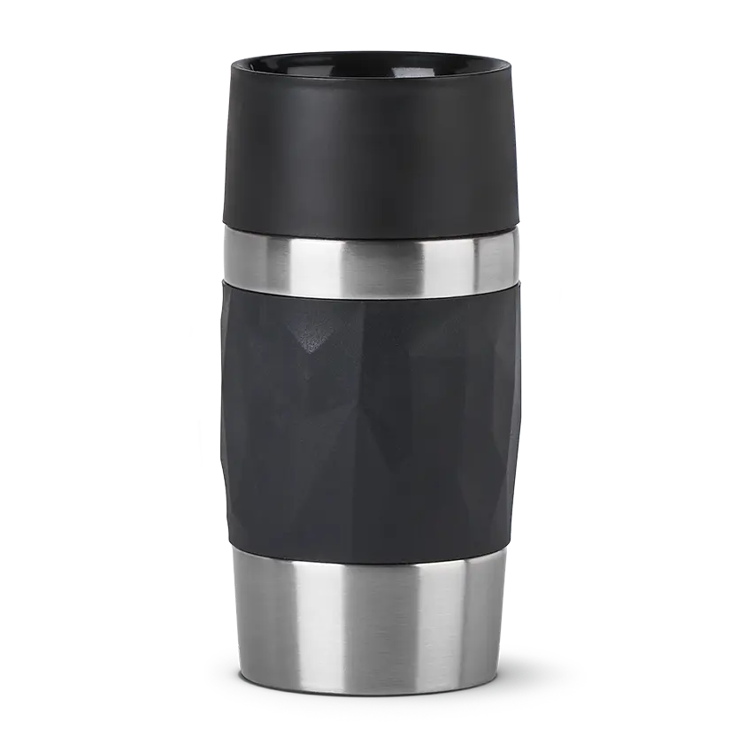 Set: Mini Me Kapselkaffeemaschine schwarz & anthrazit und Thermobecher