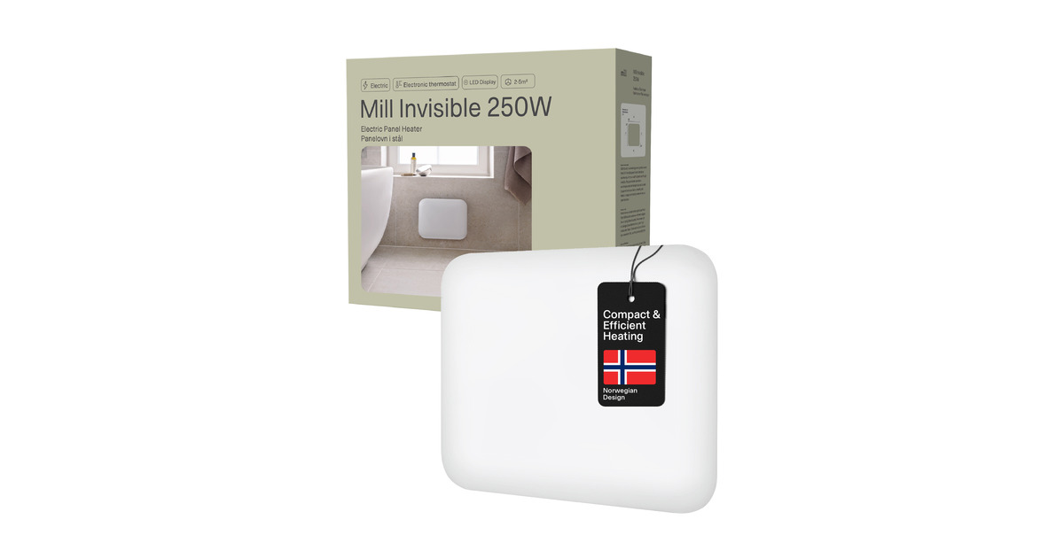 MillSteel paneelverwarming IB250, 250 Watt convector  (Wit)