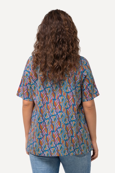 T-Shirt, Zierfalten, A-Linie, Carree-Ausschnitt, Halbarm