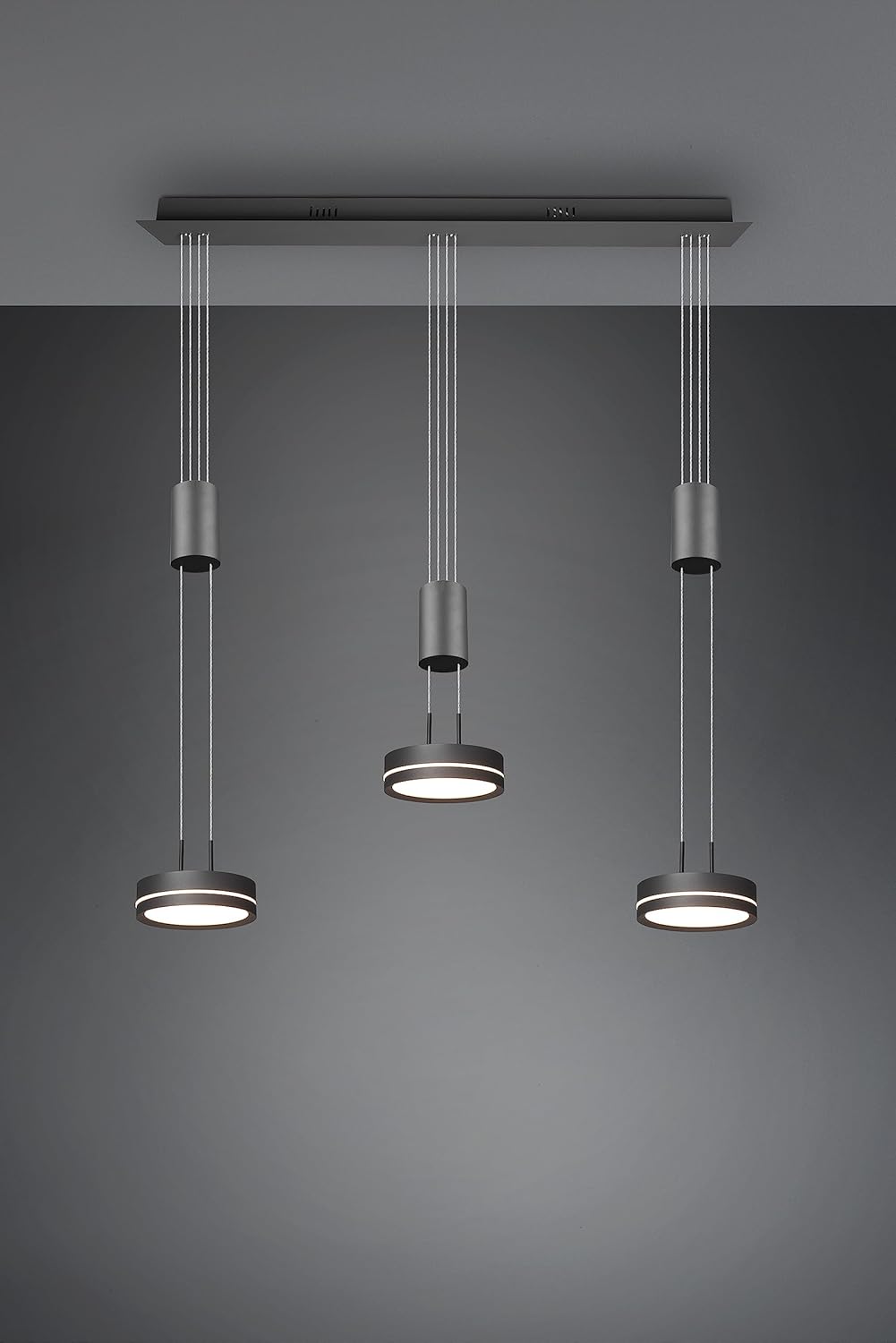 Trio Leuchten LED Pendelleuchte Franklin 326510342, Metall Anthrazit, inkl. 2x 9 Watt LED, Switch Dimmer