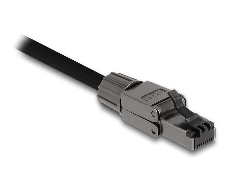 Delock Stecker RJ45 Cat.8.1 STP, werkzeugfrei 1 Stück, Grau Delock RJ45 Stecker Cat.8.1 STP werkzeugfrei