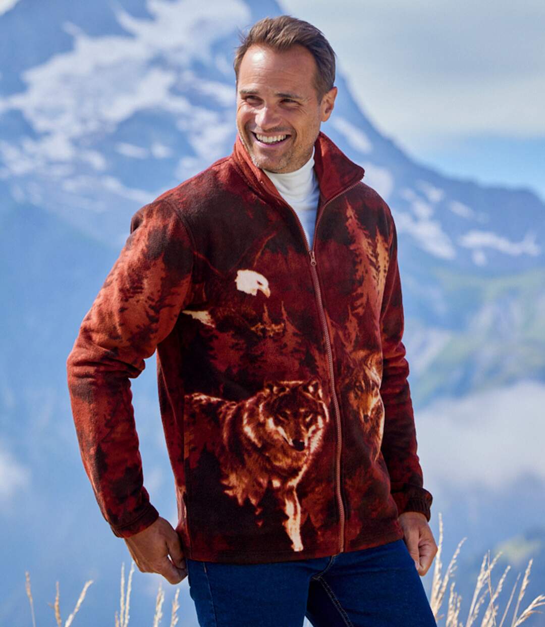 Blouson Polaire Imprimé Loups