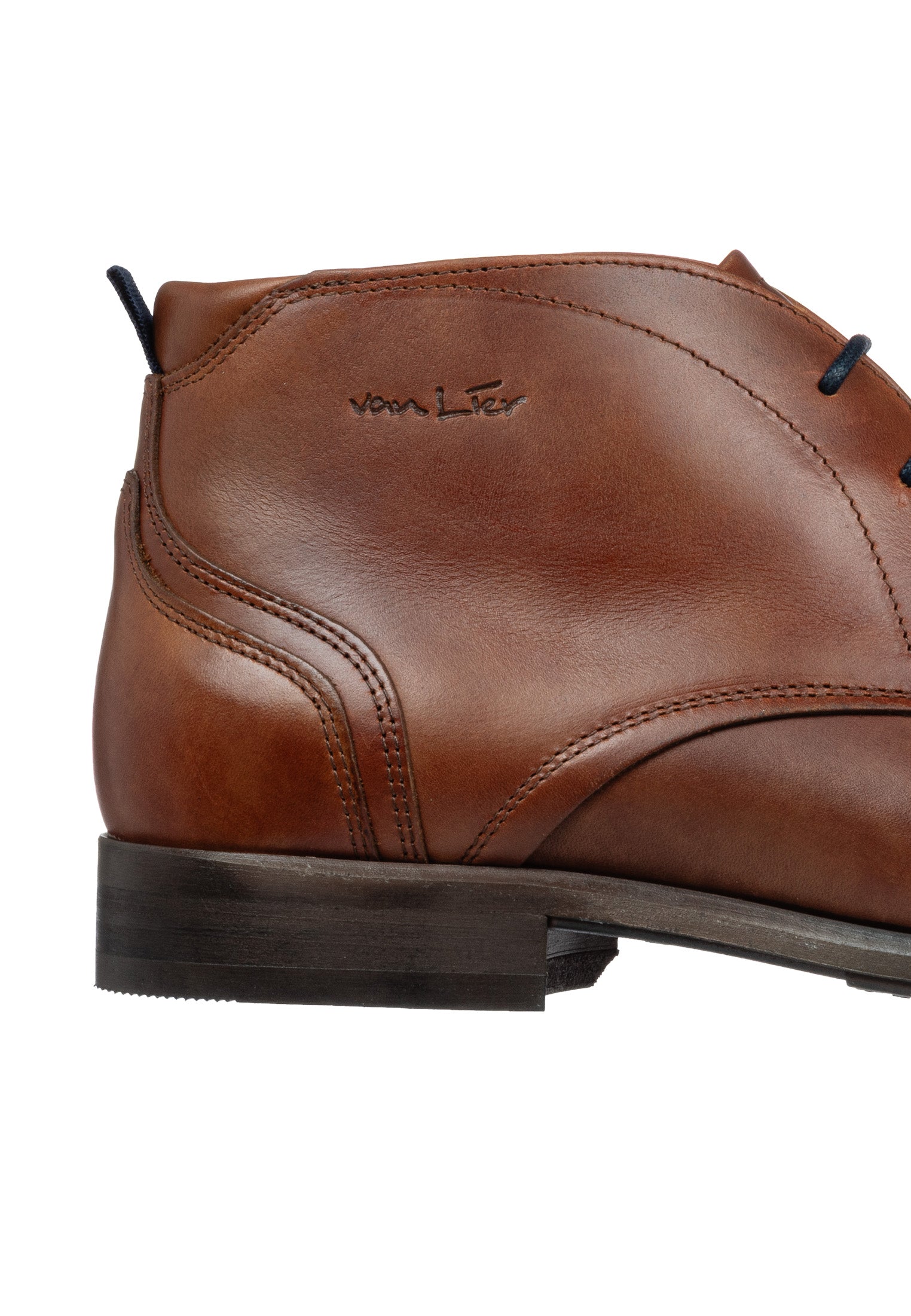 Cognac gladleren Erasmo veterschoen