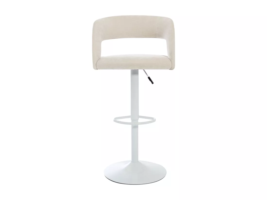 Lot de 2 tabourets de bar en tissu et métal blanc - Hauteur réglable - Crème - LAJUNIA