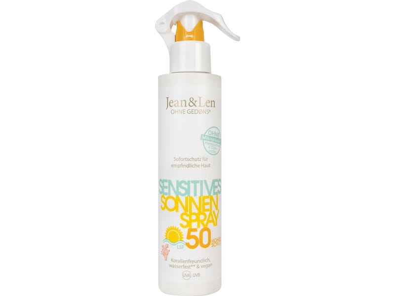 Jean & Len Sonnenspray Sensitive LSF 50 250 ml Sonnenpflege zieht schnell ein und ist ideal für empfindliche Haut