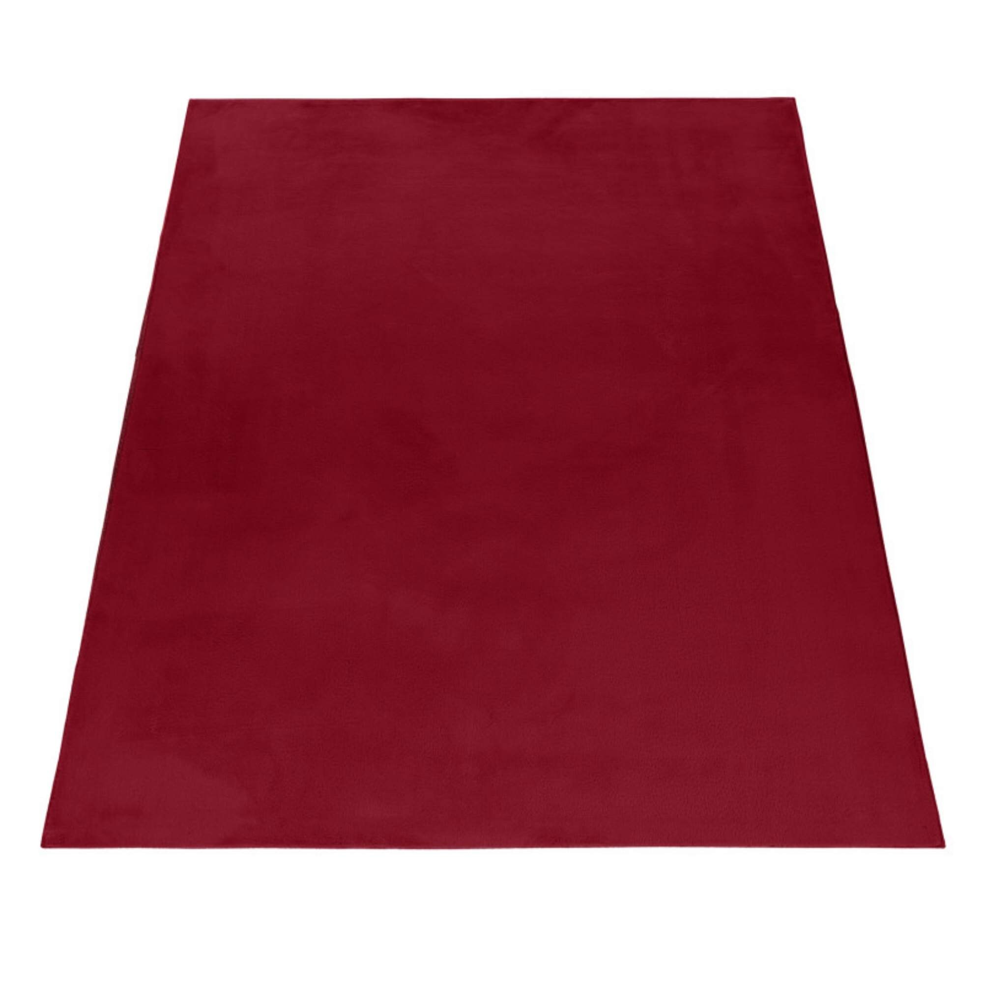 Weicher Hochflor Teppich Wohnzimmer Einfarbig, Felloptik, Flauschig, Rutschfest,
