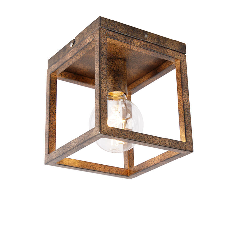 Qazqa plafondlampen cage bruin e27