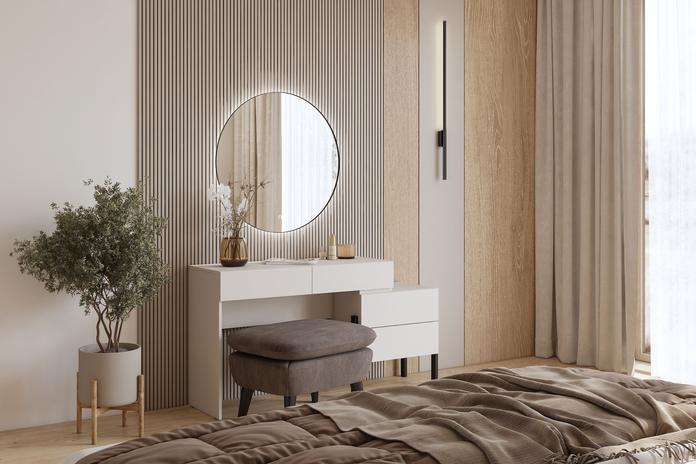 Home affaire Schminktisch »Jukon, Breite 143 cm, moderner Schminktisch« ohne Spiegel,  Schminktisch, grifflos mit 4 SK