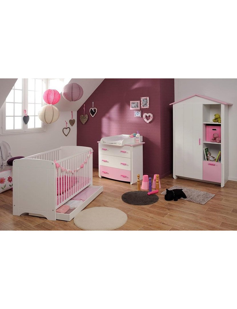 Biotiful Chest of Drawers White and Pink 79x45x45cm