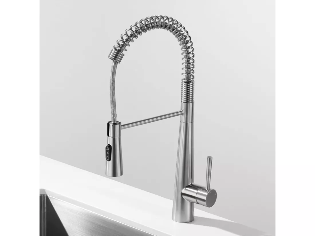 Cecipa max Mitigeur de Cuisine à Ressort avec Douchette Extensible, Mitigeur Ressort avec 3 Modes de Sortie D'eau, Robinet en Inox Brossé,EU Modèle