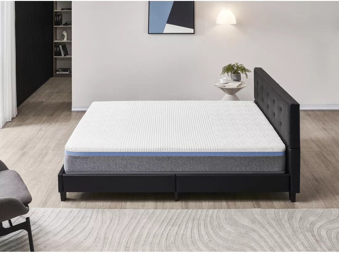 Ensemble Matelas + Lit Avec Tête De Lit 140x190 Cm, Ypsilon Souple 28cm D’épaisseur