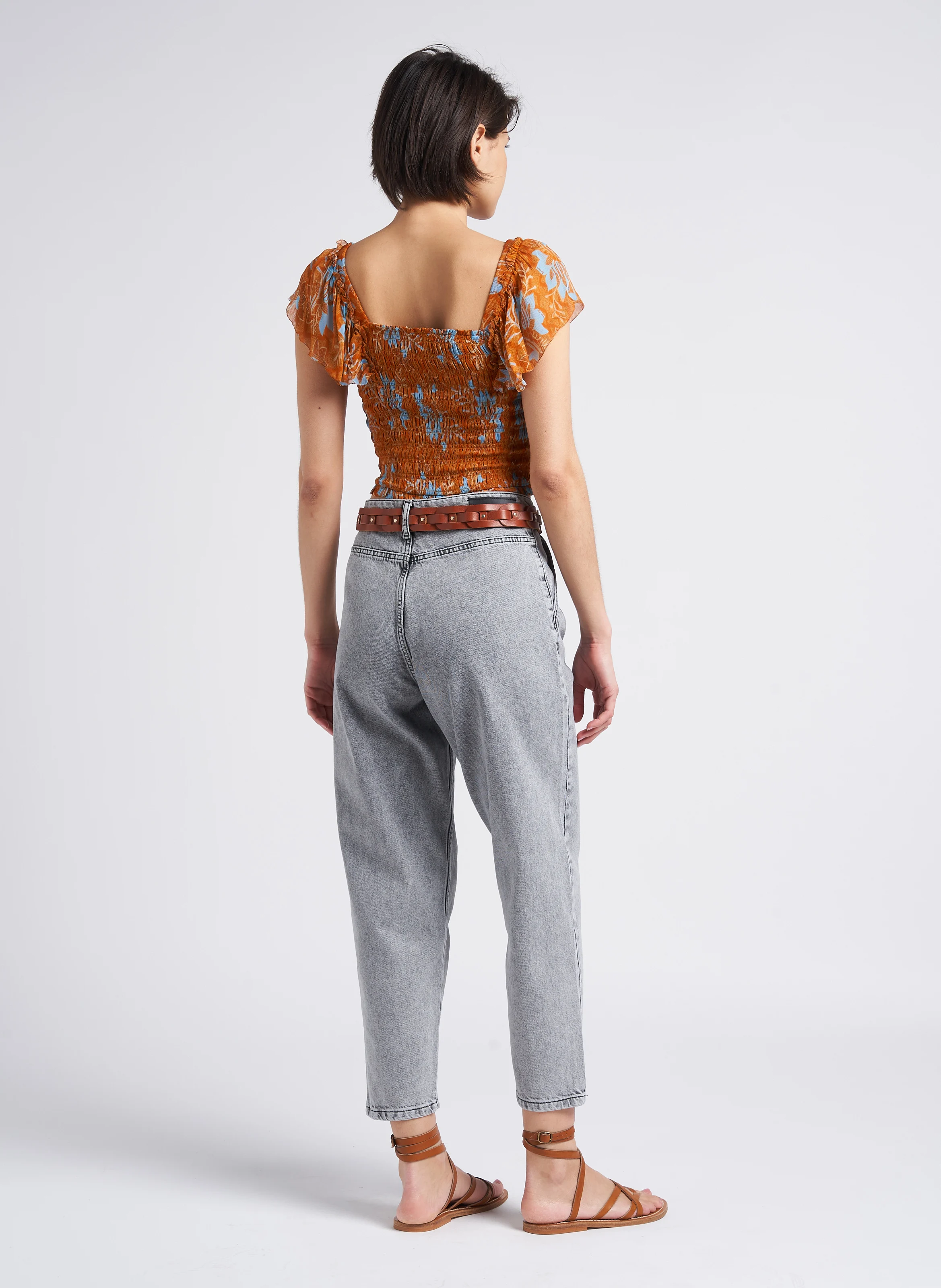 Jean baggy en coton délavé | Argent