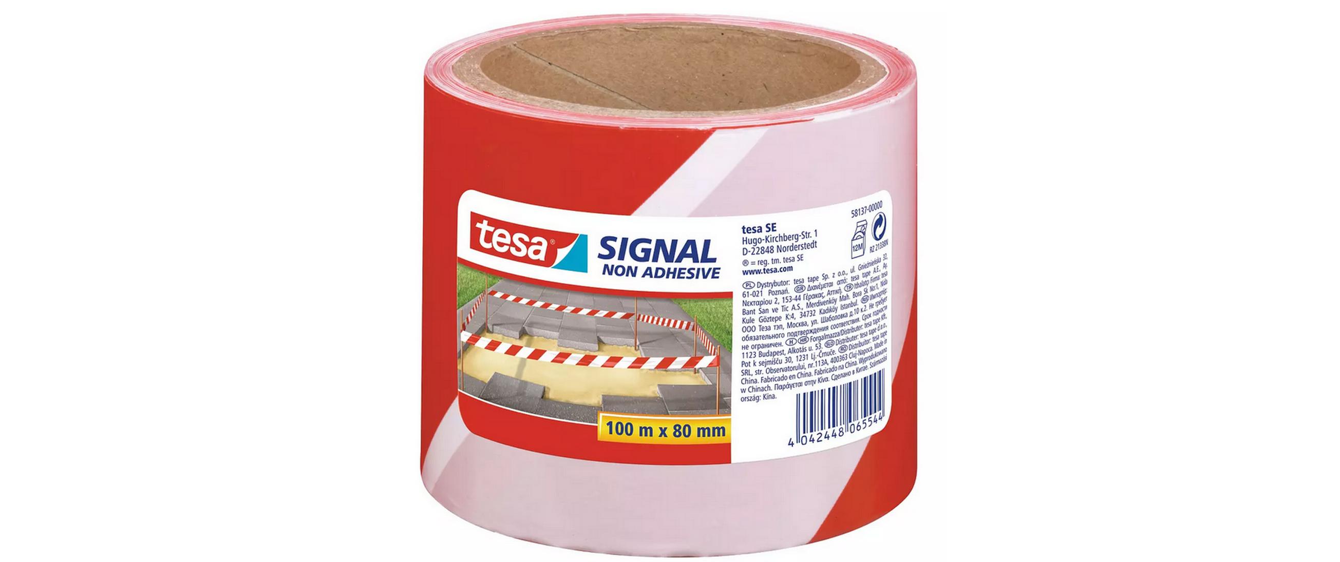 Absperrband -Set Signal, 80 mm x 100 m, 4er PackWarnband zur Absperrung von Gefahrenbereichen und Markierung, Rot/Weiss