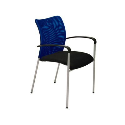 Lot de 4 chaises JULIA - avec accoudoirs - assise noire et dossier bleu