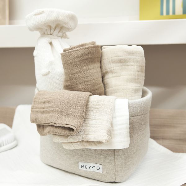 Meyco Baby Uni Hydrofiele Washandjes - 3 Stuks - Offwhite/Soft sand/Taupe