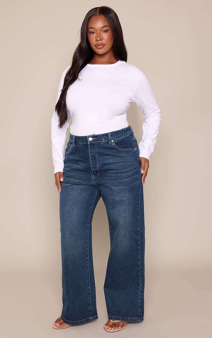 Bleu Indigo Jean Grande Taille Jambe Large