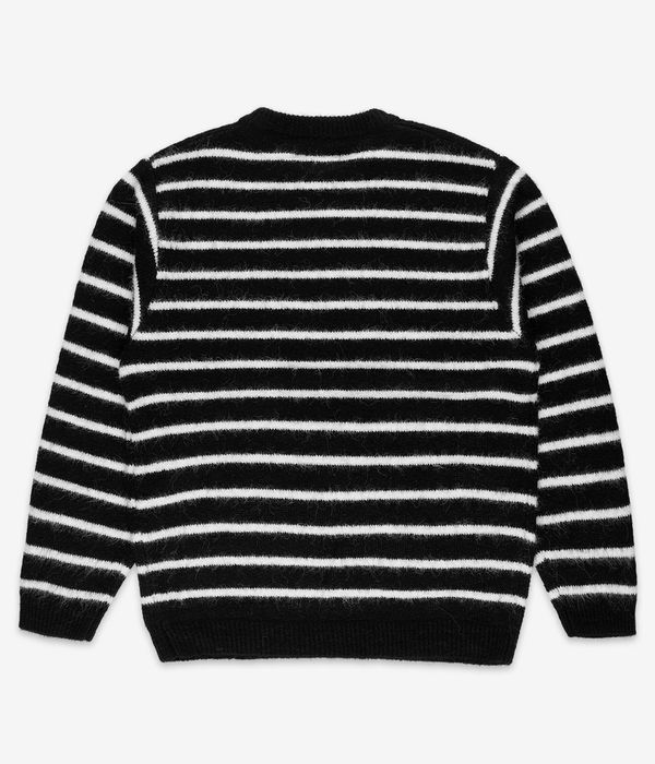 Blue Flowers Stripe Knit Sweatshirt (black white)