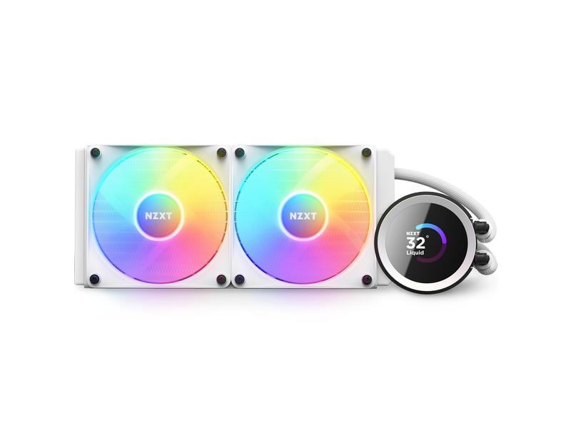 NZXT Wasserkühlung Kraken 240 RGB Weiss Wasserkühler für Intel und AMD Prozessorsockel mit LCD-Anzeige und RGB-Lüftern