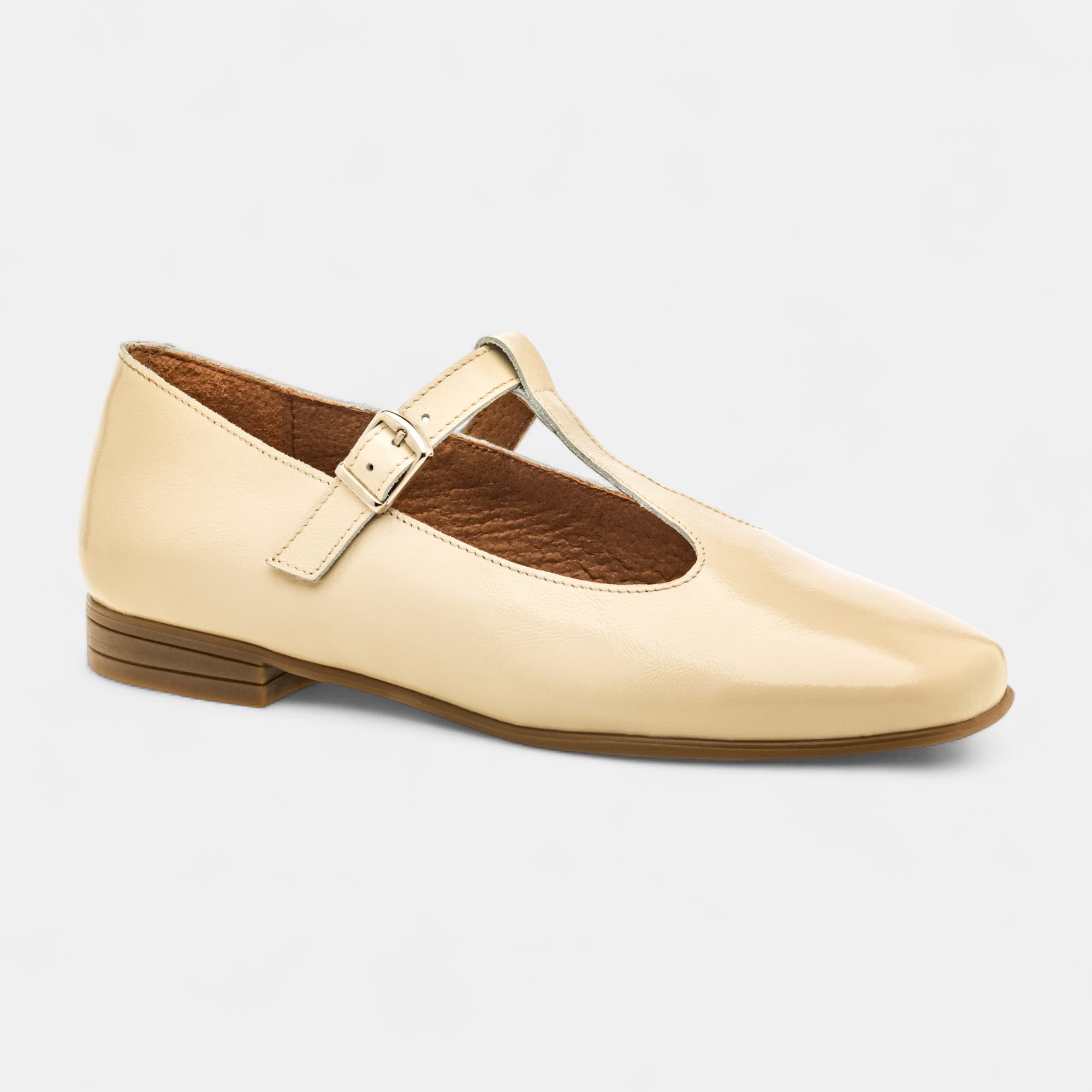 Ballerines Femme en cuir beige