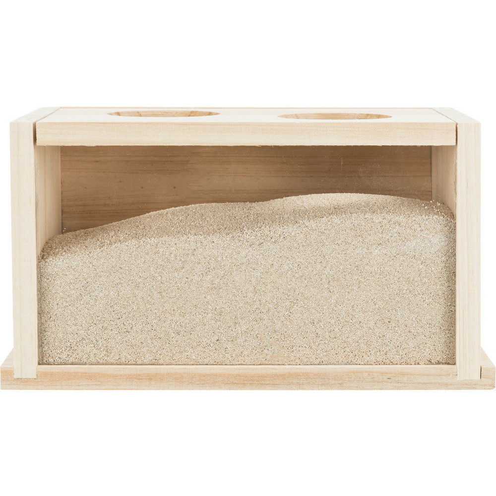 Baignoire de sable en bois pour rongeurs, 22 x 12 x 12 cm.