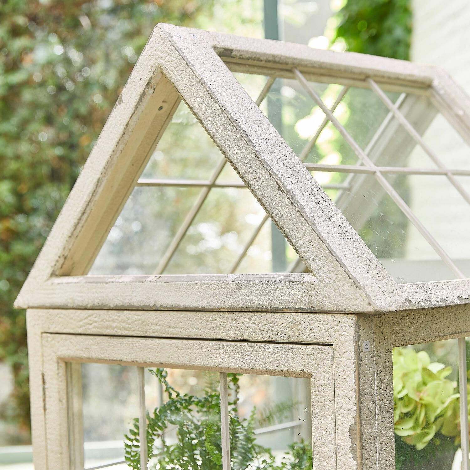 Loberon Gewächshaus Rebola, für die Zucht und den Schutz von Pflanzen, Vintage-Eleganz, Outdoor, Gartenzubehör, Kiefernholz, Eisen, Acrylglas, antikweiß