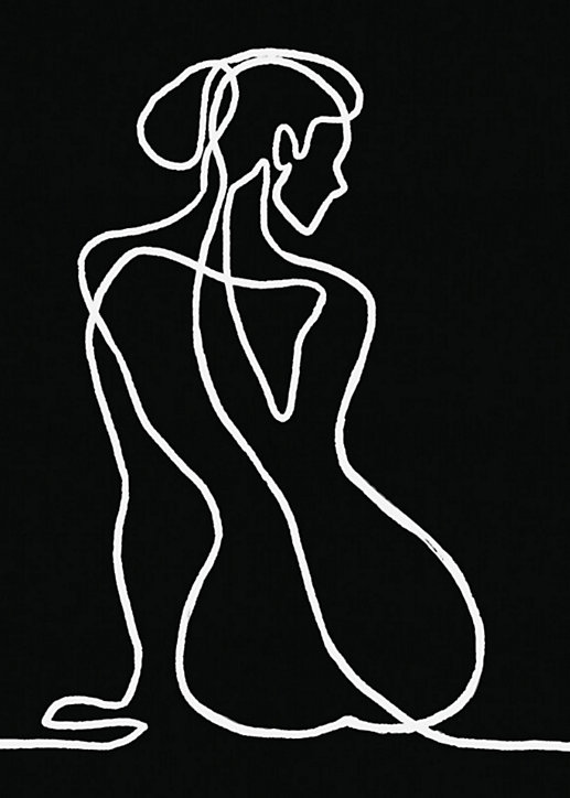 Toile imprimée courbes profil l.60 x H.80 cm
