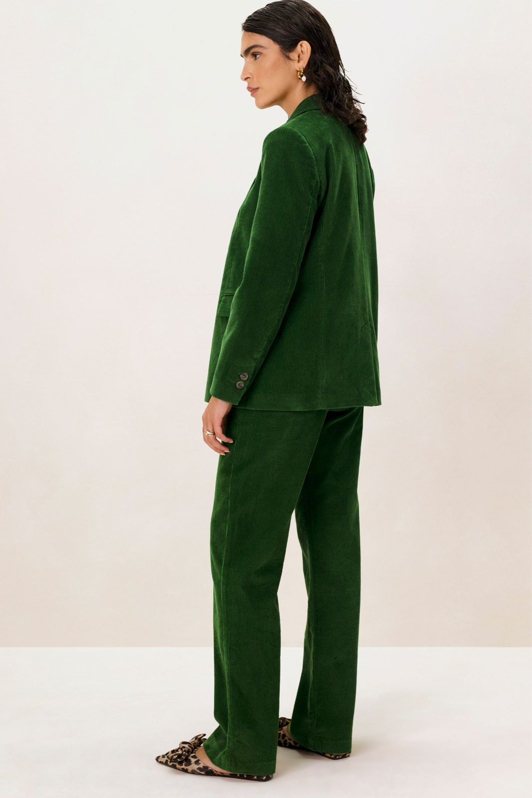 Donkergroene corduroy blazer